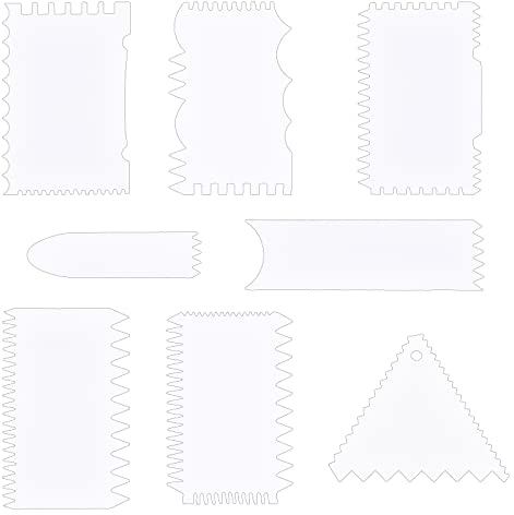 NBEADS 8 Pcs Pouring Swipe Tools, Plastic White Paint Scrapers Pouring Paint Swipe Accessories PP Plastic Cake Spatulas Set for Acrylic Pour Painting, Cake Decorating