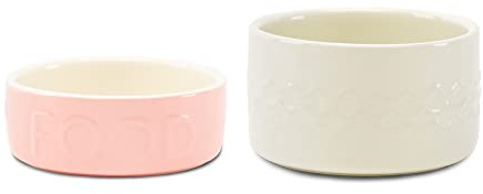 Scruffs Icon 2 Piece Dog Food & Water Bowl Set - 15cm - Cream