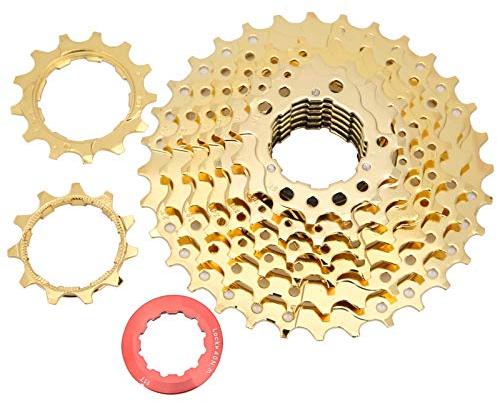 TeamSky Mountainbike Freilauf Kassette,8-Gang 32T Kassette für Mountainbike,Stahl Fahrrad Freilauf Hohl Design Freilauf für MTB BMX Fahrrad Rennrad,Gold