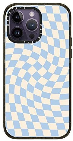 CASETiFY Impact iPhone 14 Pro Max Case [4X Military Grade Drop Tested / 8.2ft Drop Protection/Compatible with Magsafe] - Check II - Baby Blue Twist - Clear Black