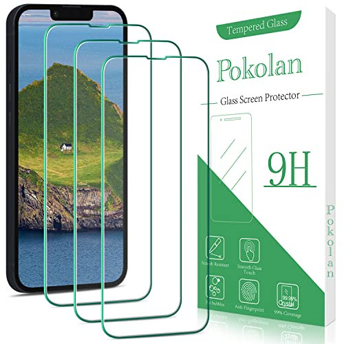 Pokolan 3-Unidades Protector Pantalla para iPhone 14 Cristal Templado, Dureza 9H, 0.33 mm Ultra Transparente, Sin Burbujas, Antiarañazos, Antihuellas, Ultra Resistente