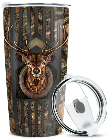 winorax Hirschjagdbecher, 590 ml, Jäger-Geschenke für Männer, Jäger, doppelwandig, vakuumiert, isoliert, Reise-Kaffeetasse mit Deckel, Tassen, Geschenk für Männer, Frauen, Vater, Papa