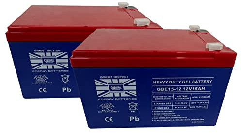 Great British Energy Batteries - Heavy Duty Gel Leisure Battery 2x 12v 15ah Reliable and Long Lasting Replacement Mobility Scooter Batteries also used in Electric Wheelchairs