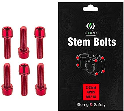 Chooee Tornillos Bicicleta M5 x 18 mm,Tornillos vástago M5 x 18 mm,Tornillos Potencia/Manillar para Bicicleta MTB(Rojo/azul/naranja/verde/color/Oro)