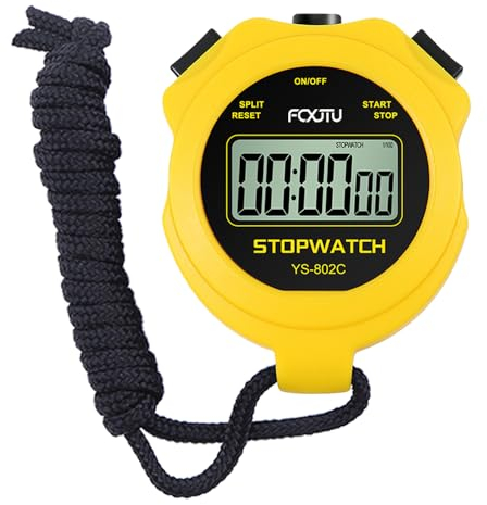 FCXJTU Einfacher digitaler Sport-Stoppuhr-Timer, Keine Glocken, Keine Uhr, kein Alarm, einfache Grundbedienung, lautlos, EIN/Aus, Reine Stoppuhr für Schwimmtraining, Lauftraining, Kinder, Trainer