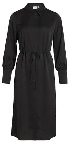 Vila Blusenkleid Damen L/S Shirt Dress - NOOS 14084595,Schwarz,42