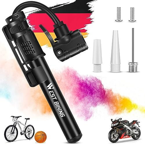 Mini Fahrradpumpe, Aluminium Luftpumpe Fahrrad alle Ventile, tragbare klein Fahrradpumpe,Kleine tragbare Handpumpe,schnelle Reifenaufblasung Leichte Mini Fahrrad Pumpe Luft für MTB Rennrad Ballpumpe
