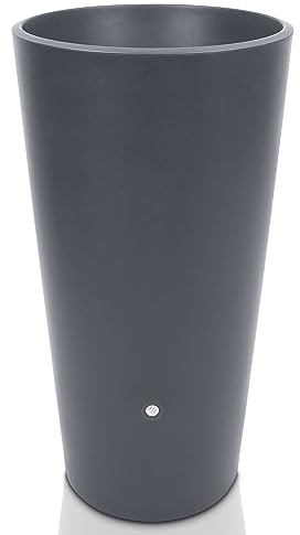 YourCasa Regentonne 150 Liter [Aqua Flower] mit Metallgewinde und Pflanzkübel- Regenfass Frostsicher aus Kunststoff - Regenwassertonne - Regenwassertank Garten Wassertank Regensammler (Grau)