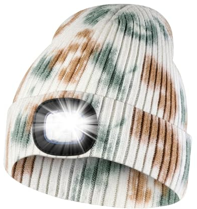 KAVAVO Beanie-Mütze mit Licht, wiederaufladbare USB-LED-beleuchtete Beanie-Mütze, Unisex-Winterwärmer-Strickmütze für Nachtspaziergänge, Angeln, Camping, Jagd.