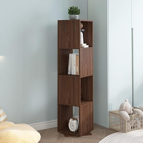 Homgoday Drehregal Braun Eiche-Optik 34,5x34,5x75,5 cm Holzwerkstoff Bücherregale und vertikale Regale Model339563