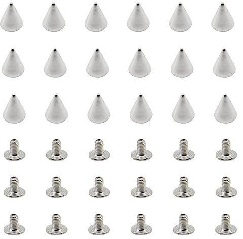 CEEYSEE 100Sets Cone Spikes Studs with Screw 7x10mm Punk Metal Rivets Bullet Cone Spikes for DIY Belt Bags Shoes Clothing Decoration Shoes Craft (Silver/7x10mm)