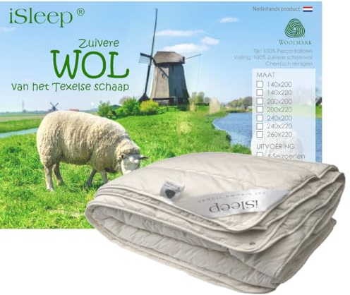 Isleep Wolle 4-Jahreszeiten Steppbett - 100% Wolle (240x220 cm)