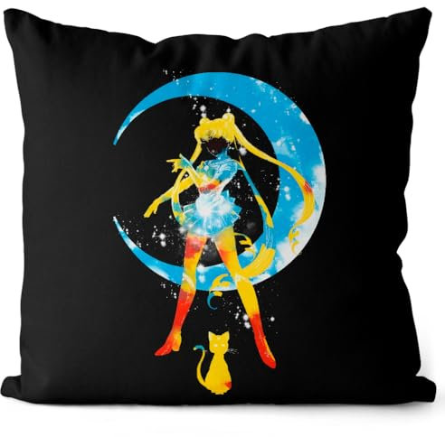 CottonCloud Moon Inked Kissen mit Füllung 40cm Baumwolle Moon Anime Manga Cosplay Crystal