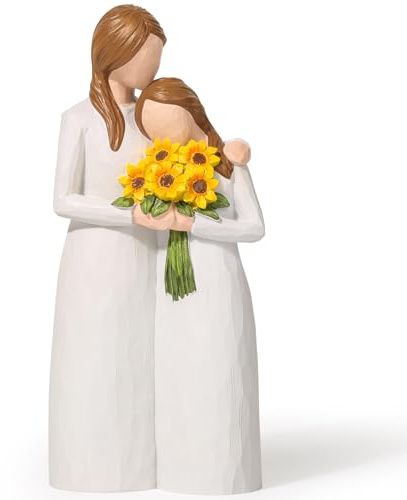 Yuideary Sunflower Mother Daughter Figurines, Gifts for Mom from Daughter, Mother Daughter Gift Hand Painted Figure, Perfect for Mother's Day, Birthday, Thanksgiving and Christmas.