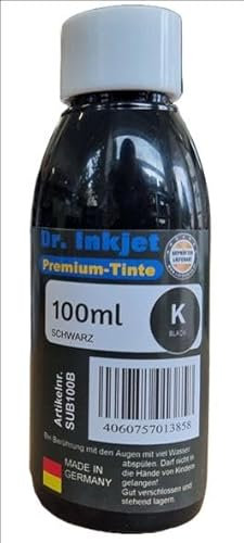 Dr.Inkjet 100ml Sublimationstinte für Textildruck, Transferdruck, Sublimation Ink kompatibel für Brother, Epson, Ricoh, Roland, Mimaki, Mutoh (Black/schwarz)