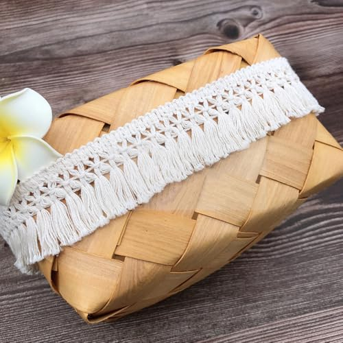 10 Yards 4cm Breite Weiß Baumwolle Quaste Spitzenband Fransenbesatz Spitzenbesatz zum Nähen Fransenborte Quaste Trimmen Nähzubehör für DIY Kostüme Bekleidung Vorhang Kleidung Tischdecke Hochzeit Deko