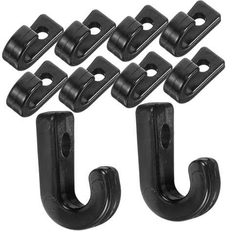 Mipcase 10pcs Hanging Bungee Hook Kayak Multi-function Bungee Hook Sturdy Bungee Hook Multi-function Canoe Hook Mini Lashing Hook Daily Use Bungee Hook Hanging Canoe Hook Abs Black