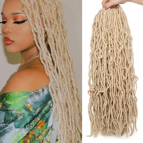 Mscat 24 Inch Nu Faux Locs Crochet Hair 7 Packs Pre looped Blonde Gypsy Locs Crochet Hair Synthetic Goddess Faux Locs Braids Hair Extensions 27#