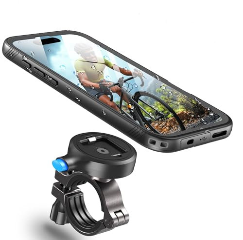 Cozycase Handyhalterung Fahrrad für iPhone 16 Pro Wasserdicht - 【Sofortige Entriegelung und Verriegelung】 Bike Phone Holder/Mount Handy Halterung Motorrad Lenker Rennrad Scooter MTB Waterproof
