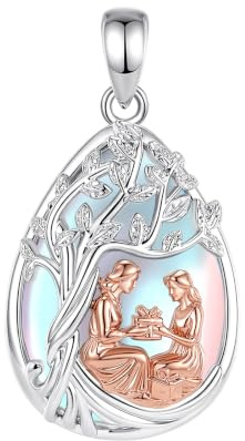 INFUSEU Mutter und Tochter Kette, 925 Silber Roségold Rosen Zwei Kinder Anhänger Mama Geschenk Stiefmutter Kind Halkette Mutter Sohn Schmuck Familienkette Geschenk Für Mama Frauen Unsere Dame
