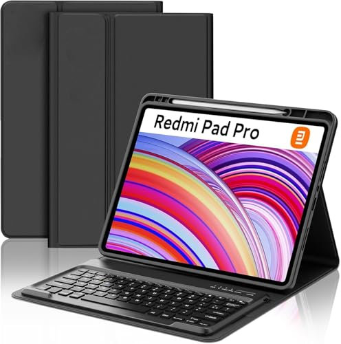 WINCHKING Tastatur Hülle für Redmi Pad Pro 12.1 Zoll - Bluetooth Tastatur QWERTZ Layout, Abnehmbare Magnetische Tastaturhülle für Redmi Pad Pro 12.1, Schwarz