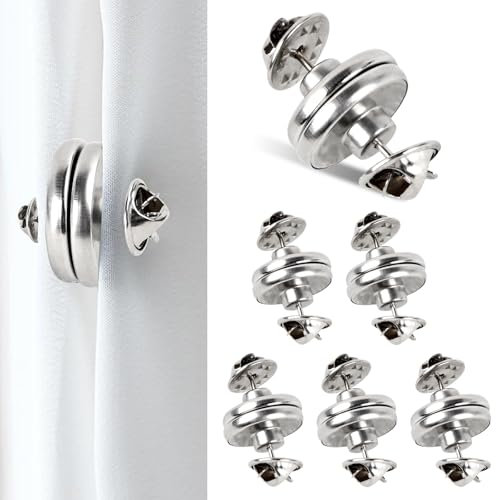 6 Pares Botones Magnéticos para Cortinas, Cierre Magnético Plateado para Cortinas, Imán Inoxidable para Cortinas, Accesorios para Cortinas para Dormitorio, Sala de Estar, Comedor, Baño y Cocina