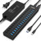 USB 3.0 Hub with Power, 16 Port USB C Hub Splitter, 16 USB-A 3.2 10Gbps with Individual Switches, 12V 8A 96W UL Certified Power Adapter for Laptop