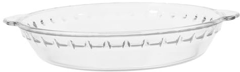 Mikikit Glass Pie Plates with Handles 9 Inches Baking Dishes Clear Glass Serving Plates for Snacks Salads Desserts