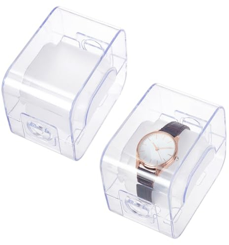 PH PandaHall 2 Stück Uhrengehäuse Aus Acryl Transparenter Uhrenständer Acryl Uhren Organizer Box Für Armbanduhren Herren Und Damen Für Zuhause Reisen Vatertag 9x5.8x7.8cm