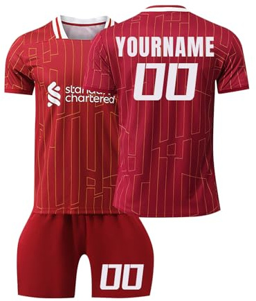 LILIHOT Fantrikot Fußball Trikot Kinder Benutzerdefiniertes T-Shirt und Shorts & Socken 3 Teiliges Set,Personalisiertes Hause/Auswärts Fußballtrikot für Erwachsener,Anzug Atmungsaktiv Trainingsanzug