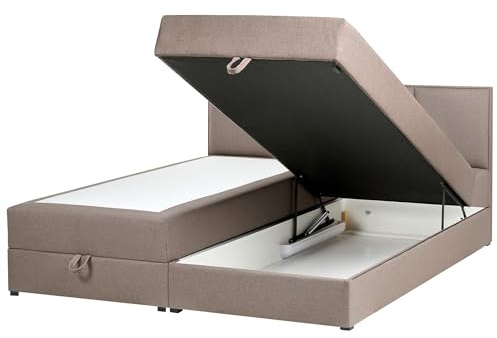 Beliani Fabric Divan Bed Set with Storage EU Super King Size Continental Bed Taupe Baronet