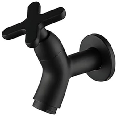 BiaoTeng Wandmontierter Wasserhahn Kaltwasser Armatur Wandmontage Einhandmischer Messing Außenwasserhahn Wand Mop Pool Wasserhahn Schwarz
