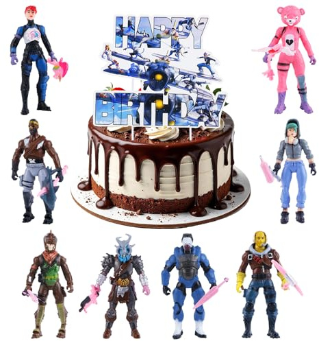 Mini Figuren Set, 8 Stück Cartoon Tortenfiguren Set Cake Topper Mit Erntewerkzeugen und 1 Stück Happy Birthday Kuchendecko, Tortendeko für Kinder Geburtstagsfeiern