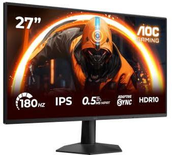 AOC Moniteur 27G50F 27 Pouce 180Hz, IPS Dalle, 4ms GtG, HDR10, G-Sync Comptible, (1920x1080 HDMI 1x 2.0 DP 1x 1.4) Noir