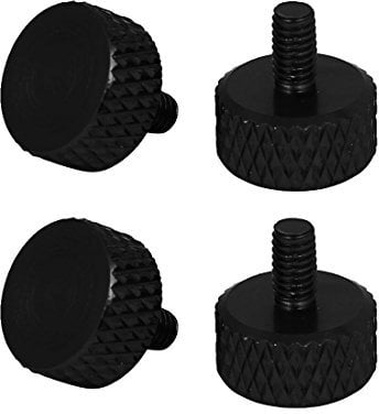 sourcing map Computer PC Graphics Card M3.5x6mm Flat Head Knurled Thumb Screws Black 4pcs
