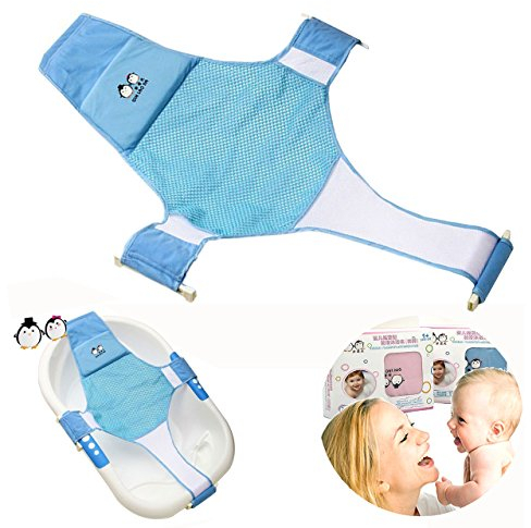Proca - Soporte de asiento de baño para bebé recién nacido, almohadilla de baño para bebé, red para bañera, malla para ducha, soporte para asiento de bañera (azul)