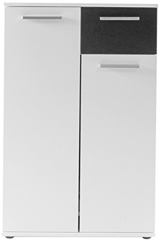 byLIVING Schuh-Kommode JAKOB / moderne Schwarz-Weiß-Optik / 2 Türen und 1 Schublade / Garderoben-Set / Für ca. 15 Paar Schuhe / Schuhschrank / Side-Board / B 60, H 102, T 30 cm