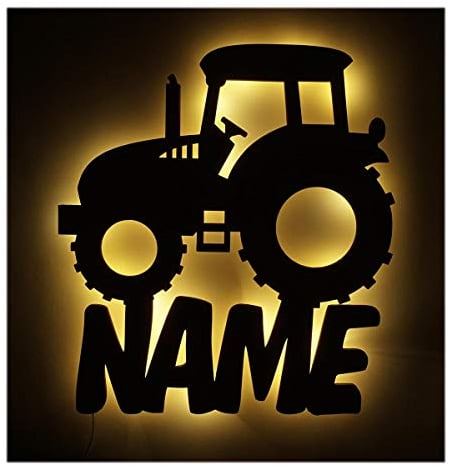 Schlummerlicht I Nachtlicht Traktor Lampe personalisiert mit Namen für Jungs Junge Männer Mann Kinder Geschenke