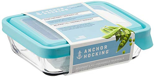 Anchor Hocking TrueSeal Glass Food Storage Containers with Mineral Blue Airtight Lids