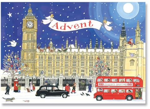 Traditional Advent Calendar - Alison Gardiner Palace of Westminster Design - Paper Christmas Countdown Calendar - Large A3 29.7x42cm