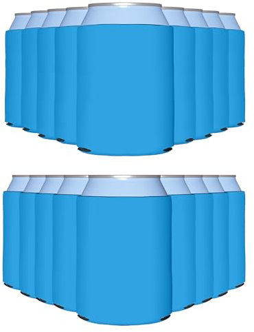 PartyPrints 25 Can Sleeves - Bulk Blank Can Coolers - Beer Sleeves for Cans and Bottles - Blank Drink Coolers - DIY Party Gift - Robins Egg Blue