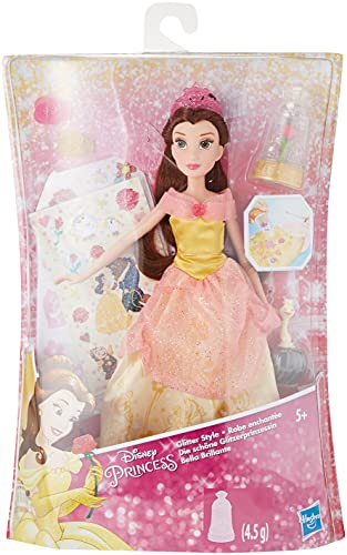 Disney Princess E5599EU4 Die schöne Glitzerprinzessin, Puppe mit Glitzer-Streuer und Zubehör, Multicolor