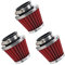AHL 3 x 42mm Hohe leistung Luftfilter 42mm Motorrad Luftfilter Clamp Gummi Sportluftfilter Rot