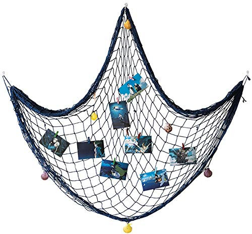 AOFOX Dekoratives Fischernetz-Dekor, mediterraner Ozean, Pirat, Strand, Motto-Party-Dekorationen (blau, 1,5 m x 2 m)