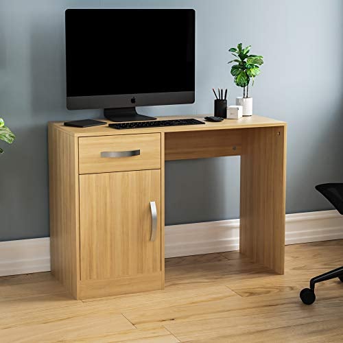 Vida Designs Hudson Computertisch 1 Schublade 1 Tür Heim Büro Laptop PC Tisch Gaming Lernstation Arbeitsstation Studium Arbeitsecke Aufbewahrung Schrank Möbelstück Pinie