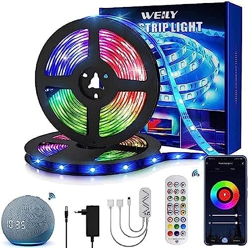 Led Strip,Smart RGB Led Strip Alexa 15m,Led Streifen Selbstklebend mit Fernbedienung,Timer-Einstellung für Party, Haus,Schlafzimmer,Küche Dekoration