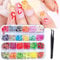 Kalolary 24 Boxes Nail Art Slice, 3D Assorted Fruit Animals Flowers Slices Nail Art Slices Decals Nail Art Marking Tools for Nail Art Decoration
