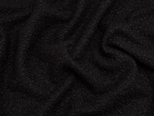 Boucle Strickstoff mit Beschichtung, Meterware, Schwarz
