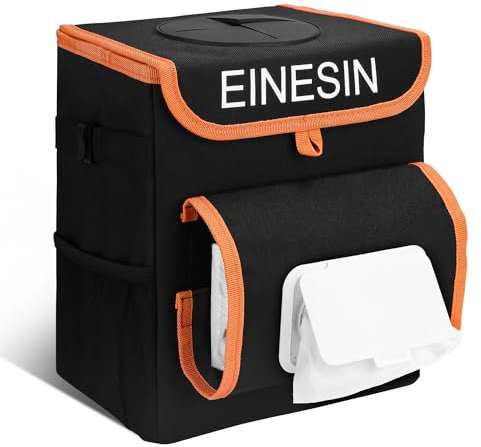 Einesin Pattumiera Auto con Supporto per Fazzoletti Regolabile | Cestino per Rifiuti per Auto, organizer per auto a prova di perdite, pieghevole e portatile