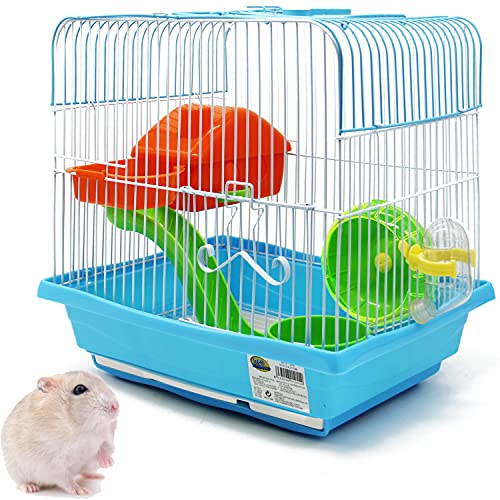 BPS BPS-1255 Hamsterkäfig mit Futternapf, Tränke, Rad, spezielles Haus, zufällige Farbe, 30 x 23 x 31 cm